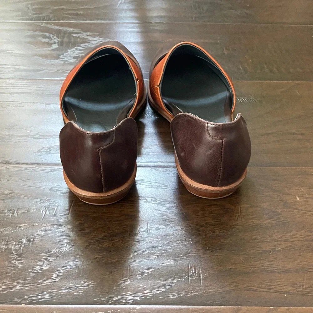 Jeffrey Campbell Joel’s Dark Brown and Rust Leather D’Orsay Flats. Size-9